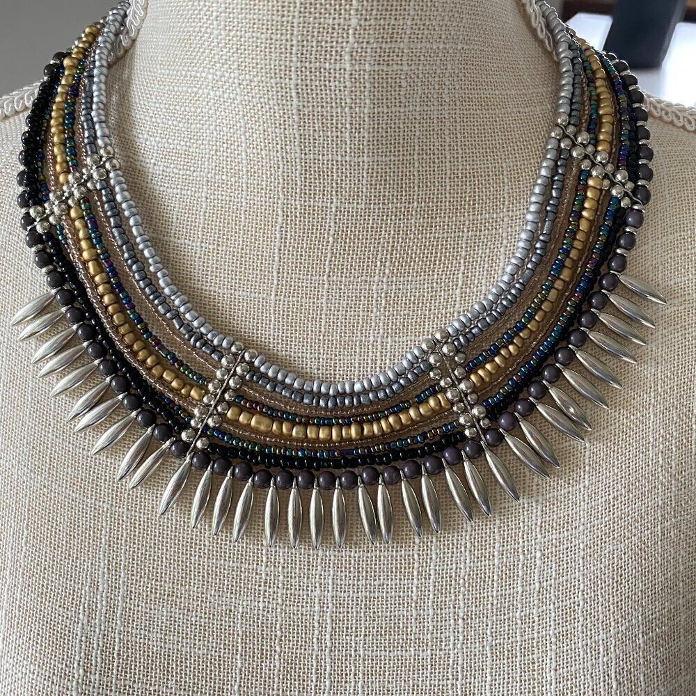 Swazi Style Vintage Handmade Beaded Choker Necklace​​ - Picture 2 of 8